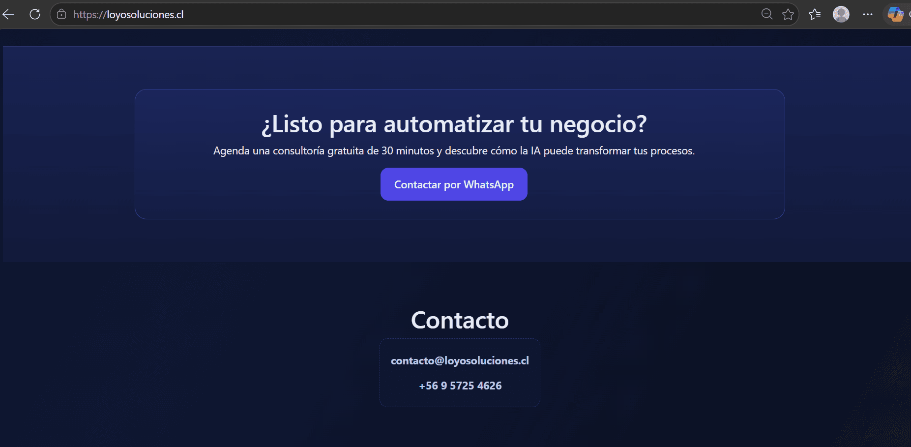 Sección de contacto de Loyo Soluciones — Agenda una consultoría gratuita