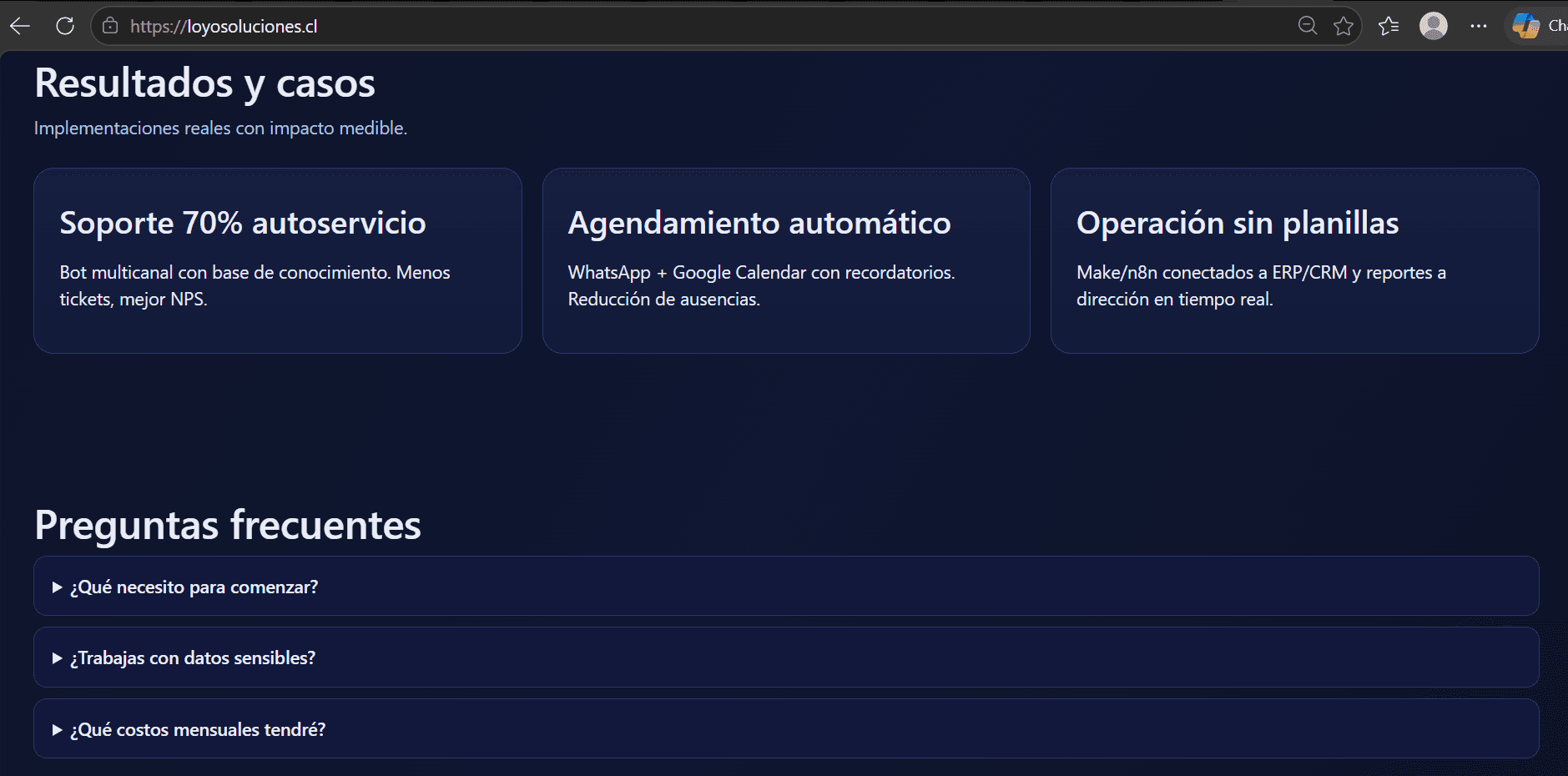 Portafolio de casos y resultados de Loyo Soluciones
